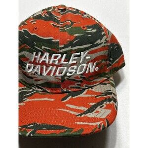 Harley Davidson Racing Orange Camo SnapBack Hat New One Size Fits All Adjustable